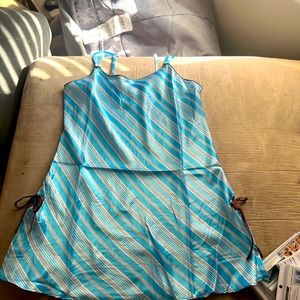 Blue satin summer slip dress